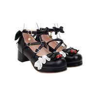 LIOOBO Four Seasons Ladies Heeled Shoes with Creative Bow Design Comfortable Breathable Insoles Elegant Mid Heel Court Shoes for Women Party and Daily Wear Black