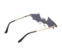 LIOOBO Frameless Bat Shaped Sunglasses for Women, Vintage Rimless Black Gray Lenses Gold Frame, Novelty Party Eyewear for Summer and Street Fashion