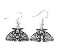 LIOOBO Gothic Earrings for Women Moth Dangle Earrings Antique Silver Gothic Jewelry