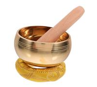 LIOOBO Handmade 8cm Tibetan Singing Bowl Meditation Set with Peach Wood Mallet and Felt Cushion for Yoga Relaxation Sound Therapy Random Color