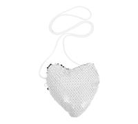 LIOOBO Heart Shaped Mini Glitter Sequin Crossbody Purse for Girls and Women with Long Strap, Sparkly Small Coin Pouch Bag for Mobile Phone and Keys, Valentine’s Princess Shoulder Bag