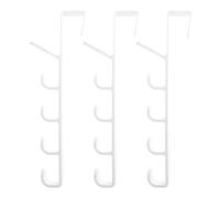 LIOOBO Hook Hanger Space-Saving Design Abs White Overdoor 3pcs with Five Hooks in One Body Holding More Things for Bathroom and Bedroom Use