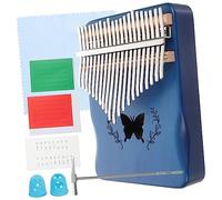 LIOOBO Key Thumb Piano Finger Instrument with Delicate Blue Pattern for Beginners Sound Quality Full Wood Veneer Music Gift