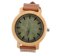 LIOOBO Lightweight Wood Watch Wristwatch for Men with Leather Strap Casual Vintage Combining Natural Bamboo Material and Steel Elements, for Everyday Use and Outdoor Activities