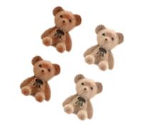 LIOOBO Mini Flocking Bear Doll with Bowknot Small Lightweight Bear Accessories for DIY Crafts Decoration for Creative Projects