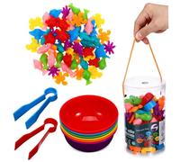 LIOOBO Montessori Color Classification Animal Counting with Sorting Bowls and Easy Grip Tongs for Multi Sensory Learning and Fine Motor Skill Development