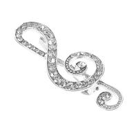 LIOOBO Musical Pins Rhinestone Brooches Elegant Alloy Sparkling Design Brooch for Men Suit Unisex Appeal Silver Music Note Lapel Pin for Formal Events and Weddings 4.7X1.9X1.0Cm