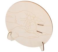 LIOOBO Newborn Birth Announcement Wooden Plaque with Engraved Round Keepsake Sign and Base for Hospital and Nursery Display, Beige Baby Wristband Holder for Newborn Parties