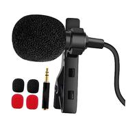 LIOOBO Omnidirectional Clip Lavalier Microphone Mini Wired Mic for Smartphones and Cameras Lightweight Audio for Interviews Webcasts and Lectures Black