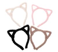 LIOOBO Plush Cat Ear Headbands Cute Soft Hair Hoop Set 4pcs Random Color Comfortable and Stylish Multifunctional Use Accessories for Women and Girls for Washing Face and Daily Life