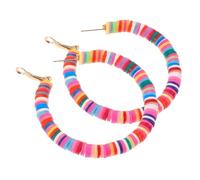 LIOOBO Polymer Clay Bohemian Earrings Rainbow Dangle Ear Pendant Simple Elegant Ear Jewelry for Women for Beach Party Outfits