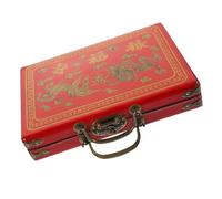LIOOBO Portable Mahjong Storage Box Vintage PU Container for Mahjong Sturdy Lightweight Design for Outdoor Travel Capacity Organizer for Mahjong