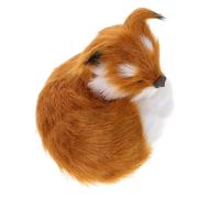 LIOOBO Realistic Fox Ornament Faux Fur Stuffed Animal Decorative Model for Home Office Desktop Bag Decoration Gift