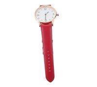 LIOOBO Red Leather Strap Women Watch Minimalist Quartz Digital Dial Casual Elegant Timepiece for Everyday Leisure and Gift