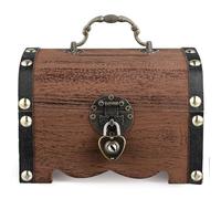 LIOOBO Retro Treasure Chest - Lockable Storage Box for Coins and Keepsakes Light Brown Plastic Container
