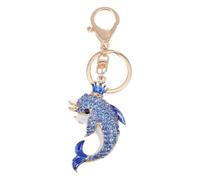LIOOBO Rhinestone-embedded Dolphin Keychain Pendant Blue Alloy Keyholder Charm for Women Bag Decoration Accessory