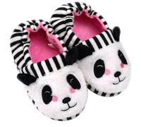 LIOOBO ’s Panda Shape Warm Plush Slippers with Heel Cover, Striped Non-Slip Indoor Shoes for Boys and, Size 11/12 (19.5cm)