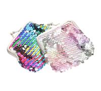 LIOOBO Sequin Coin Purse Set 2pcs Glitter Mini Change Purses with Kiss Lock Closure Colorful and Pink Purple for Women Girls Small Wallets for Travel and Daily Use