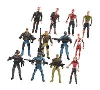 LIOOBO Soldier Action Figures Set 12Pcs with Flexible Joints 10Cm Special Counter-Terrorism Forces and 9.6Cm Zombie Models for Tactical Play and Collectible Display Random Style