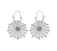 LIOOBO Spider Web Shape Danglers Punk Style Earrings Silver Alloy Irregular Large Hoop Ear Accessories for Women Gothic Party Everyday Wear