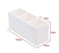 LIOOBO Three Compartments Cosmetic Brush Holder and Makeup Pencil Organizer White Desktop Storage Box for Office and Home Makeup Brush Display and Drying Case