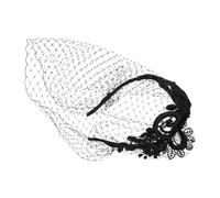 LIOOBO Veil Headband for Bride Mesh Retro Headband Wedding Headpieces Rhinestones for Tea Party and Bridal Veil Headwear