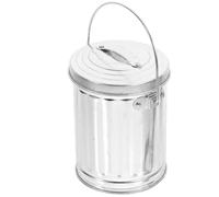 LIOOBO Versatile Mini Garbage Can with Lid and Ash Tray Weed Feature, Tinplate Desktop Trash Can for Kitchen Table and Living Room, Stylish Silver Metal Rubbish Bin for Home and Dormitory
