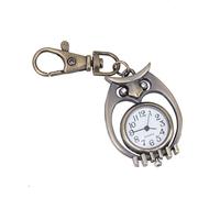 LIOOBO Vintage Owl Shaped Pocket Watch Keychain Quartz Timepiece Practical Key Ring Family and Friends