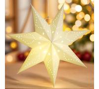 LIOOBO White Paper Star Lantern - 7 Pointed Paper Star Ceiling Lampshade Hanging Ornament for Christmas Wedding Birthday Party Home Decoration 45 * 45cm