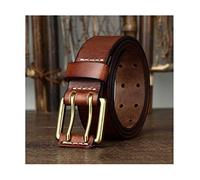 LIOONS Fashion Belt 3.8cm Wide 100% Genuine Leather Belt for Men's Fashion Jeans Belt with Copper Double Needle Buckle for Work and Business Comfortable