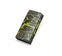 LIOONS Wallet Women's Leather Wallet Fashion Snake Print Card Holder Green Long Coin Purses Large Capacity Coins Pocket Unisex Tear-resistant