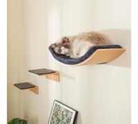 LIORCE Cat Wall Shelf With Two Steps - Curved Shelves and Perches (Large Size) - Mounted Cats Furniture for Sleeping, Playing, Climbing, and Lounging