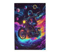 Liorosa 1000 Pcs Adults Jigsaw Puzzle - Astronaut On A Motorcycle In A Galactic Wonderland.Vibrant And Unique, And Perfect For Relaxing While Unleashing Your Inner Space Explorer