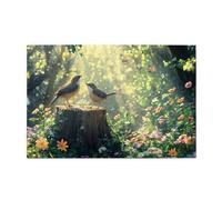 Liorosa 1000 Pcs Wooden Jigsaw Puzzle - Forests Friends,Cute Birds Perched On Bark With Sunlight Filtering Through Leaves,Challenge To Yourself,Relax And Enjoy The Fun Of Solving Puzzles
