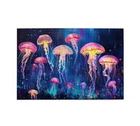 Liorosa 1000 piece jigsaw puzzle for adults deep sea aurora,luminous jellyfish swarm with gradient edges dancing through coral forests,vibrant and unique design,suitable for party game nights