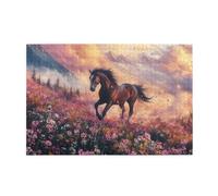Liorosa 1000 Piece Jigsaw Puzzle For Adults Vibrant Horses, Running In The Windswept Garden,Vibrant Colors,Hands-On Assembly Of Your Home Décor Wall Art,Enjoy The Puzzle Solving Process