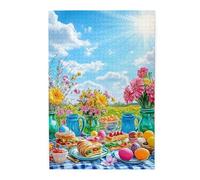 Liorosa 1000 Piece Puzzle For Adults Outdoor Feast, Bask In The Beauty Of A Flower - Filled Meadow With A Table Full Of Goodies.Perfect For Stress Relief,Creating A Cheerful Atmosphere