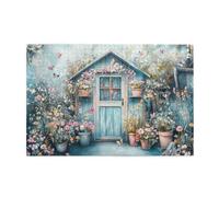 Liorosa 1000 Piece Vibrant Jigsaw Puzzle Butterfly Haven,Sky-Blue Cottage Nestled In Rainbow Blooms With Wooden Fence, Relaxing Nature Puzzles,Every Piece Is Unique,Challenging Brain Exercise