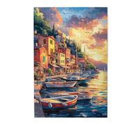 Liorosa 1000 Piece Vibrant Jigsaw Puzzle Evening Whispers - Sea, Sky, And A Quaint Village.Unique And Beautiful Design,Pieces Fit Together Perfectly,Exercise Hands-On Skills And Thinking