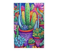 Liorosa 1000 Pieces Of Adult Wooden Puzzle Cacti Carnival,Pieces Fit Together Perfectly,Deep Relaxation For Yourself,Vibrant Colors,Impossible Hard Difficult Challenging Puzzles For Adults