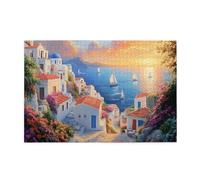 Liorosa 1000 Pieces Of Adult Wooden Puzzle Coastal Charm,Vibrant Seaside Village At Golden Hour,Soft Color Aesthetics,Ideal For Relaxation And Family Fun,Gifts For Friends And Family