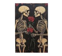Liorosa 1000 Pieces Of Adult Wooden Puzzle Death'S Embrace,Skeleton Couple With Blooming Rose, Premium Gothic Jigsaw Puzzles.Every Piece Is Unique,Exercise Hands-On Skills And Thinking