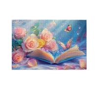 Liorosa 1000 Pieces Of Adult Wooden Puzzle Dream Rose Book And Butterfly,Soft Color Aesthetics,Ideal For Relaxation And Family Fun,For Reading And Flower Lovers