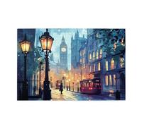 Liorosa 1000 pieces of adult wooden puzzle london's scenery light,ornate victorian retro style,pieces fit together perfectly,watercolor art scenery,exercise hands-on skills and thinking