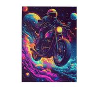Liorosa 500 Pcs Puzzle For Adults Lit Astronaut Motorcycle Trip Through Planets And Nebulas. Stress - Relieving Fun And A Feast For The Eyes,Ideal For Art And Space Lovers,Wonderful Imagination