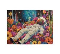 Liorosa 500 Pcs Wooden Jigsaw Puzzle - Cosmic Bloom,Astronaut Adrift In Vibrant Space Garden With Distant Blue Planet,Soft Color Aesthetics,Wonderful Imagination,Funny Artwork For Adults