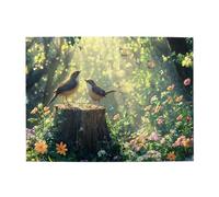 Liorosa 500 Pcs Wooden Jigsaw Puzzle - Forests Friends,Cute Birds Perched On Bark With Sunlight Filtering Through Leaves,Challenge To Yourself,Relax And Enjoy The Fun Of Solving Puzzles
