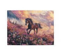 Liorosa 500 Piece Jigsaw Puzzle For Adults Vibrant Horses, Running In The Windswept Garden,Vibrant Colors,Hands-On Assembly Of Your Home Décor Wall Art,Enjoy The Puzzle Solving Process
