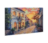 Liorosa 500 Piece Puzzle For Adults Sunset In A European Village,Cobblestone Street With Warm Glowing Windows & Cafe Tables,Vibrant Colors,Stress Relieving Pleasure,Gifts For Friends And Family