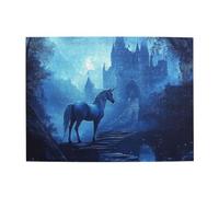 Liorosa 500 Piece Vibrant Jigsaw Puzzle Enchanted Unicorns And Castle, Deep Blue Night Wooden Puzzles,Every Piece Is Unique,Suitable For Party Game Nights,Enjoy The Puzzle Solving Process
